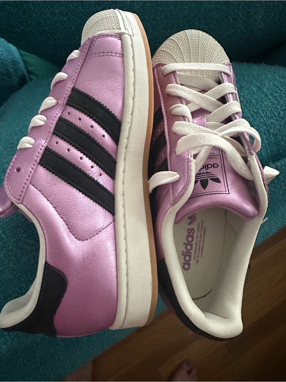 adidas superstar Metallic Pink & Black Classic Sneakers